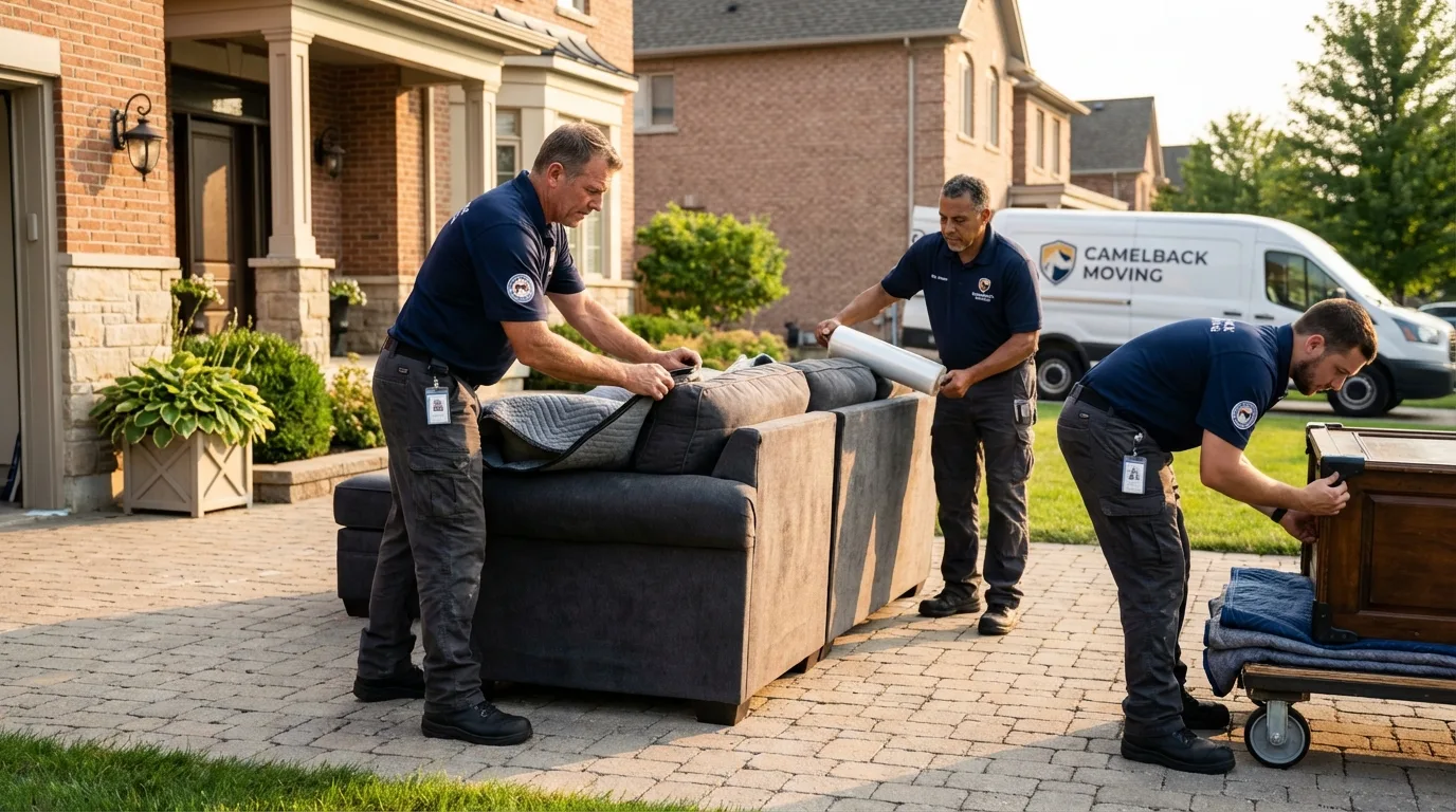 Large estate moving crew wrapping furniture in Sanibel, FL