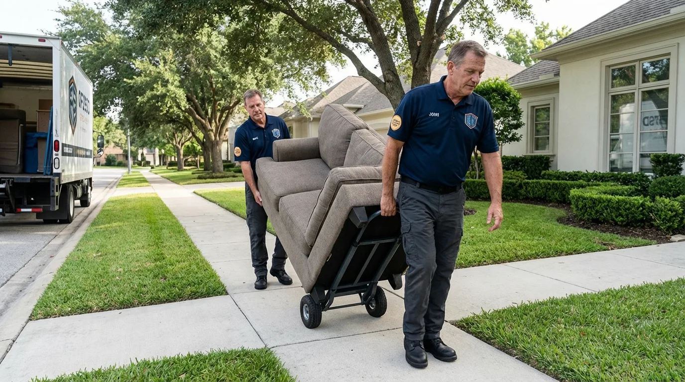 Local residential moving crew loading furniture in Sanibel, FL